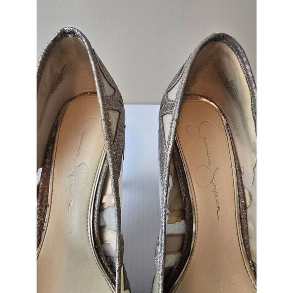 Jessica Simpson JP Pictra Heels Sz 8M Gold - Picture 6 of 9